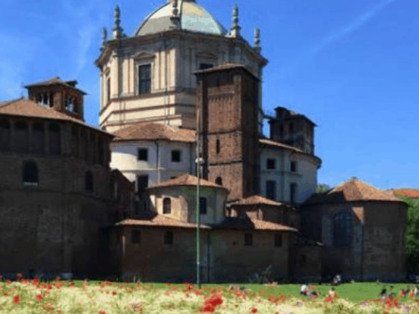 roman ruins at Colonne di San Lorenzo in Milan Italy