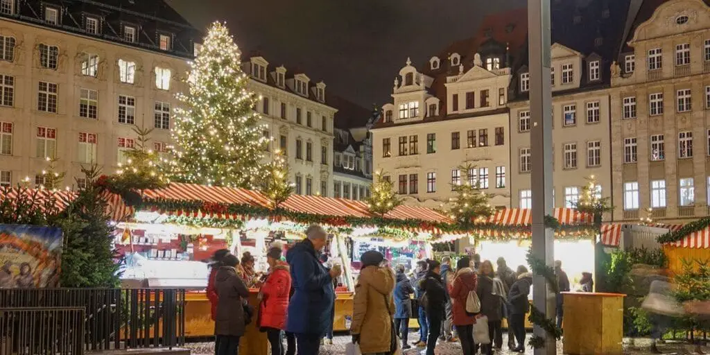 Christmas market in Leipzig, Germany in the main square