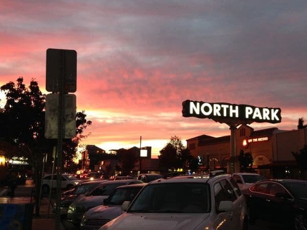 north park at sunset in san diego california