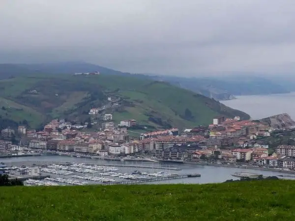 the town of zumaia in the basque country covered in fog