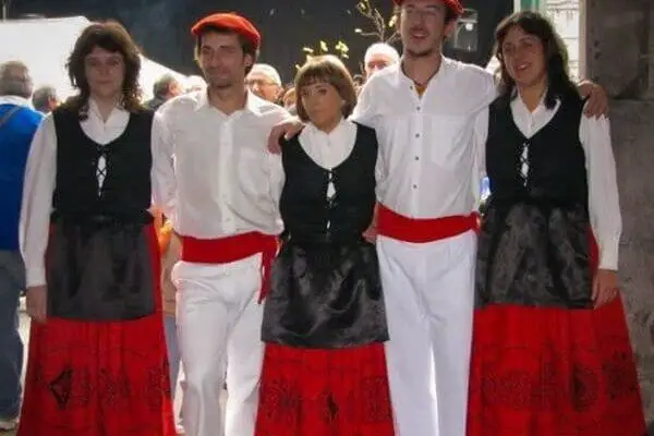 Traditional Basque Clothing At A Festival In Azpetia