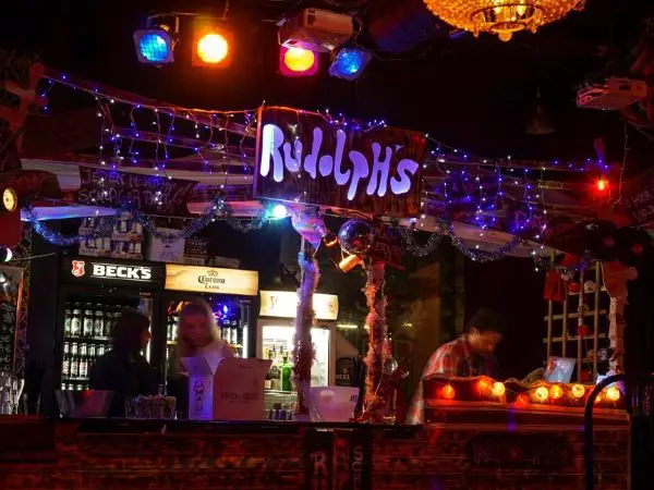 Rudolph's Schlitten bar during Christmas in Leipzig Germany