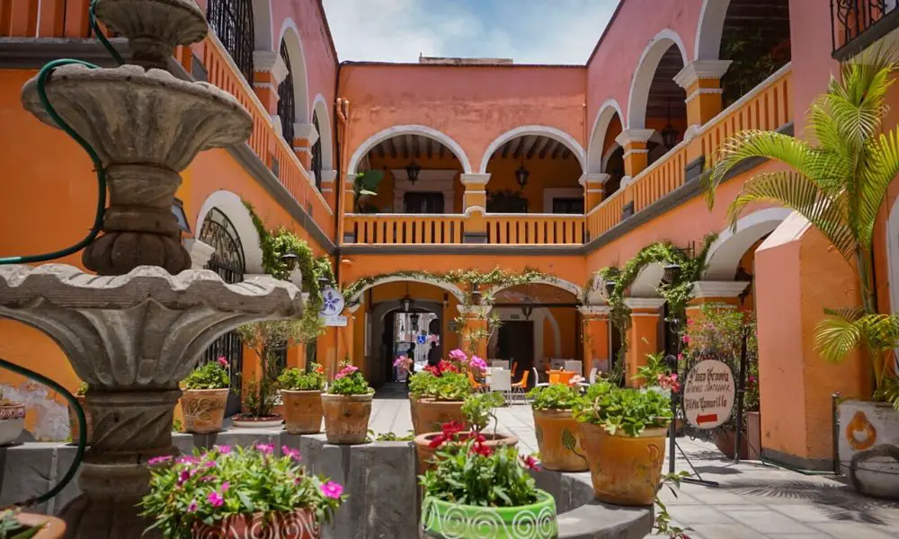 a courtyard in atlixco mexico