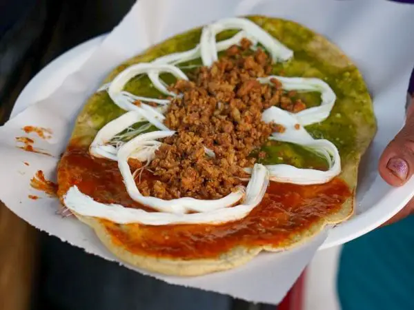 memela with meat in puebla mexico