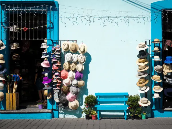A hat shop in Cholula, Mexico